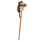 A brown and white pinto hobby horse plush toy from Giddy-Up Friends with a soft brown mane.